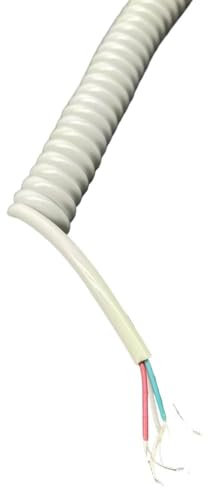 Cavo a spirale telescopico, Cavo di prolunga a spirale a 4 conduttori, 5 pezzi, allungabile da 50 cm a 70 cm, cavo di prolunga flessibile a molla bianco, diametro esterno 3,0 mm, cavo fai da te