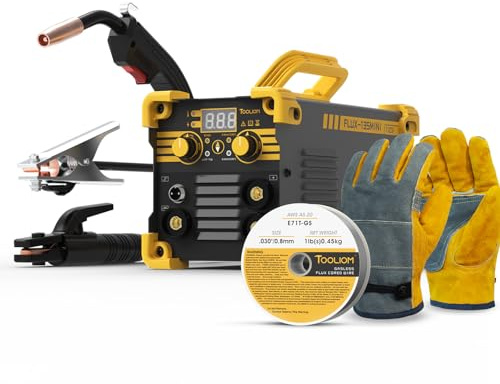 TOOLIOM 135A Mini MIG Welder Flux Core 110V MIG Welder Gasless Flux MIG/Lift TIG/Stick 3 in 1 Welding Machine Portable