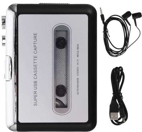 iplusmile Convertidor USB De Cinta Cassette Portable para Reproductor Cassette Portátil Sin Batería Alta Fidelidad Compatible con Transferencia Directa y Software Incluido