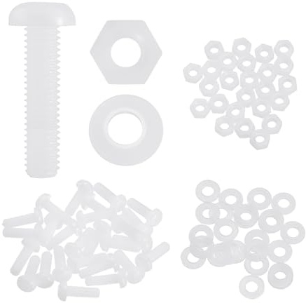 QUARKZMAN 25 Set M5x20mm Kreuz Rundkopfschrauben Phillips Schrauben Weiß | Sechskantmuttern Unterlegscheiben, Metrisch Vollgewinde Schrauben, Nylon PA66 Kunststoff, Sortiment Kit