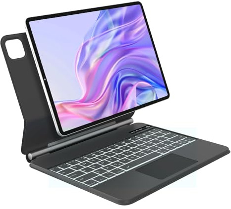 WINCHKING Magic Keyboard per iPad Air 11 pollici (M3/M2) 2025/2024, tastiera multi-trackpad per iPad Air 5/4 gen e Pro 11 4/3/2/1 Gen, illuminazione Bluetooth con layout Qwertz