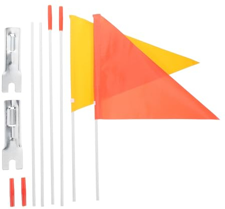 ORFOFE Set 2 Bandiere di Sicurezza per Biciclette con Palo in Fibra di Vetro 38 CM Bandiere Riflettenti per Veicoli a Tre Ruote e Veicoli Piccoli Accessorio Visibilità per Attività