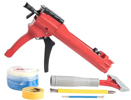 Dual Cartridge Caulking Gun, No Dripping, Economical, Plastic Barrel, Epoxy Caulk Gun, Applying Double Tube Epoxy Grout (13.5 fl oz / 400 ml, 1:1 Ratio) for Tile & Stone Joint (TK5N)