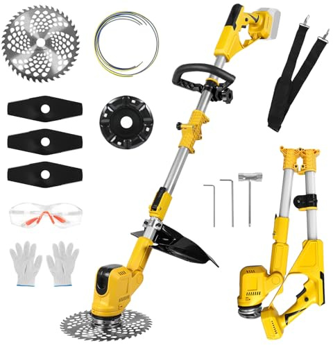 Desbrozadora a Batería para Dewalt 20 V, Cortabordes Eléctrico, 9000 R/min | con Cepillo de Malas Hierbas, Mango telescópico(Ancho de Corte de 24 cm) para podar césped de jardín (sin batería)