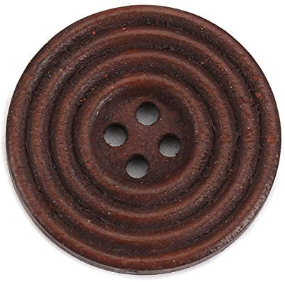 SiAura Material - 30 Stück Runde Holzknöpfe 25 mm, Braun mit Rillen Muster, 4 Löcher I Zum Nähen, Basteln und Dekorieren