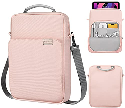 MoKo 9-11 Inch Tablet Sleeve Bag Handle Carrying Case with Shoulder Strap Fits New 11-inch iPad Pro M4/iPad Air M2, iPad 10th 10.9, iPad 9/8/7th 10.2, iPad Air 5/4th 10.9, Tab S8/S9 11, Pink
