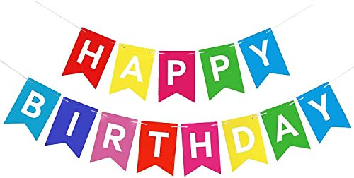 ZHIHUI Happy Birthday Girlande Banner Bunt Geburtstag Deco aus Papierkarte, Banner aus Filz für Regenbogen Happy Birthday, für Geburtstagsfeier Dekoration Kinder und Erwachsene