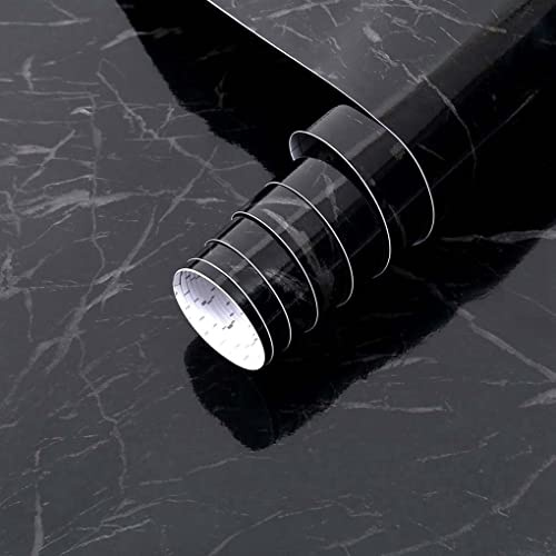 Arthome Noir Marbre Papier Contact,44cmx10m Papier Peint Auto Adhesif Film Décoratif Amovible en papier pour bureau, cuisine, comptoir, armoire, étagère, autocollant vinyle résistant à l'eau