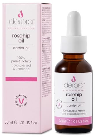 Derora Rosehip Oil | Nourishes Skin, Hair & Nails | 100% Pure & Natural | Cold Pressed & Unrefined | Antioxidant & Vitamin A, C & E Rich | All Skin Types | Vegan & Cruelty Free (30ml)