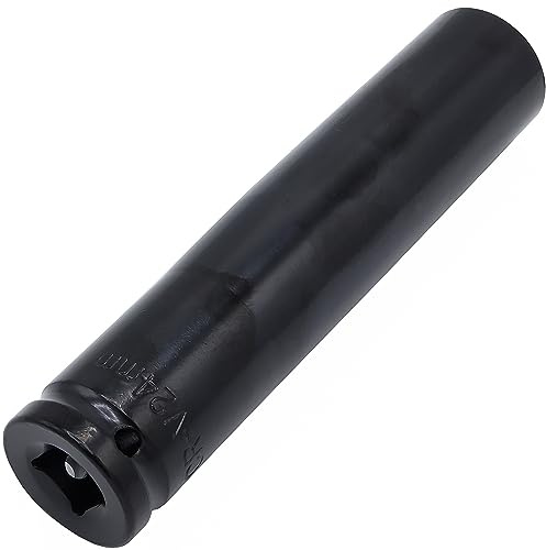 1/2 Drive by 24mm Deep Impact Socket, Heat-Treated CR-V Steel 6 Length, 6-Point Metric Size (24mm)