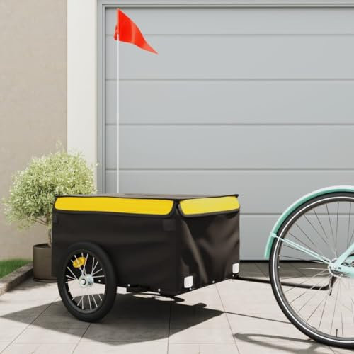 ZEYUAN Lastenanhänger für Fahrrad Schwarz und Gelb 45 kg Eisen, Fahrradanhänger, Lastenanhänger Fahrrad, Anhänger Fahrrad, Lastenanhänger Für Transport - 94085