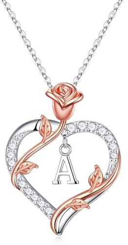 TINGN Weihnachtsgeschenke für Frauen Hochzeitstag Geschenke für Paare Geschenk Jahrestag Kette Freundin Kette Damen Ketten mit A Buchstaben Halskette Damen Silber
