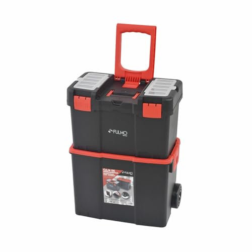 Fulmo Caja de Herramientas con Compartimentos 45 x 25 x 44 cm Doble con Ruedas