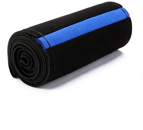 Lenkradbezug Lenkradbezug Aus Fell Fürs Auto Universell 38 cm Geflochten Schutzbezug Für Auto-Lenkrad Leder rutschfeste Innenteile Lenkradhülle(Blue Black line)