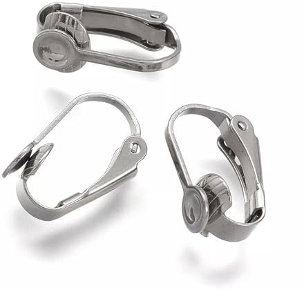 20 Stück Ohrclip-Rohlinge aus 304 Edelstahl, Nicht durchbohrt, 16 mm, Standard