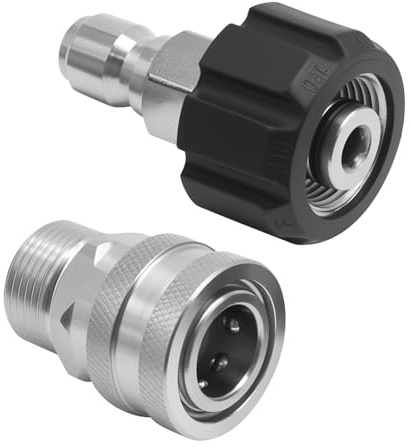 Ollanoos Connect Adattatore Femmina M22 su 1/4 in Acciaio Inox Filettatura Interna, Adattatore ad Alta Pressione in Ottone per Macchine di Pulizia, Attacco Rapido per Tubo ad Alta Pressione e Pistola