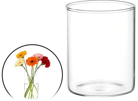 sourcing map Small Clear Cylinder Vases for Centerpiece 7oz, 3 Inch Tall Glass Flower Vase Floating Candle Holder for Bouquet Table Shelf Decor Home Wedding Party