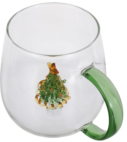 TOPBATHY Glasbecher mit Weihnachtsbaummotiv Klarglas Details Trinkglas für Kalte Getränke Wein oder Kaffeetasse für Festtage und Geschenke