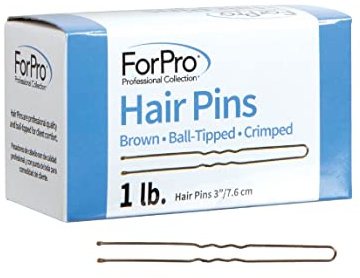 ForPro Professional Collection Hair Pins (320-Count Approx), Brown, 3 L, Ball-Tipped, Crimped, Non-Damaging, 1 Lb.