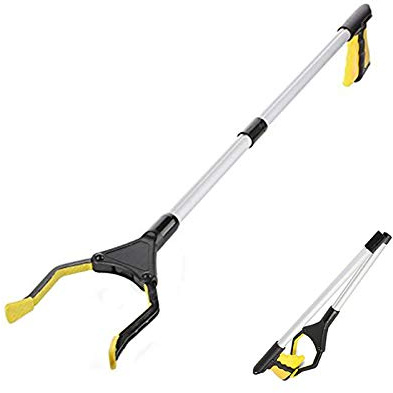 MYCreator 32 tum gripgripgripare, vikbar pickup lång arm reacher picker övre grepparen når hjälpverktyg för skräpplockare, kullplockare, trädgårdsnabber, armförlängning (gul)
