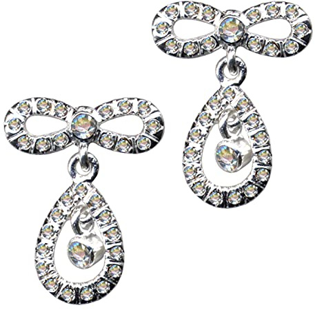 OHRRINGE Schleife/Echt Silber 925 mit Zirkonia/Jugendstil Design/Steinfarbe: transparent weiss/neu modern exklusiv extravagant/Online Shop Schmuck kaufen / 58082