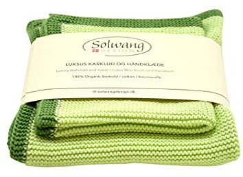 Solwang Frame GRÜN 2er Set Wischtuch und Handtuch Bio Baumwolle