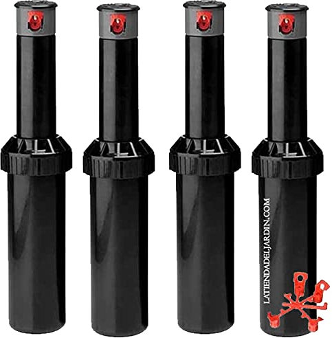 Suinga Set di 4 Irrigatore Minipro KRain 1/2''. Portata da 5,1 a 9,1 metri, angolo regolabile, nero