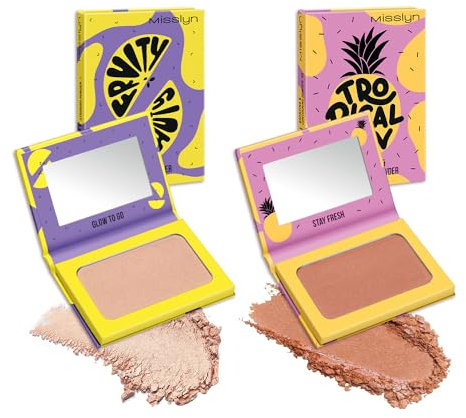 Misslyn Set 2 Palette Blush Trucco da Donna con Specchietto, Fard Volumizzante e Idratante per Contouring Viso