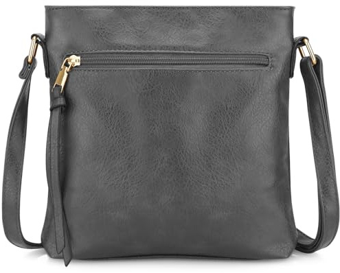 DOB SECHS Umhängetasche aus weichem PU-Leder für Damen, Crossbody-Tasche mit mehreren Taschen, verstellbarer Riemen, perfekt für den täglichen Gebrauch, PU A270-grau