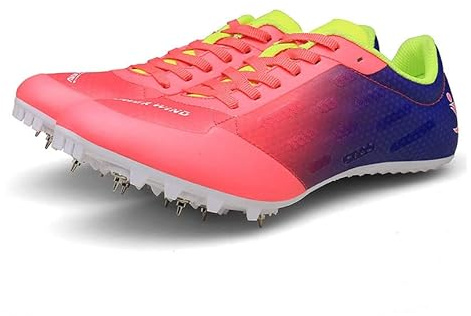 omcam Männer Frauen Leichtathletik Schuhe Spikes Laufen Rennen Turnschuhe Mode Sprinttraining Athletische Turnschuhe Jungen Mädchen,Rosa,37 EU
