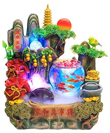 Fuente De Interior/Fuente De Agua Fuente De Agua De Mesa Interior Moderna Con Pecera Transparente De 18De Alto En Cascada Para Mesa, Escritorio, Oficina En Casa, Dormitorio, Fuentes De Agua De Mesa