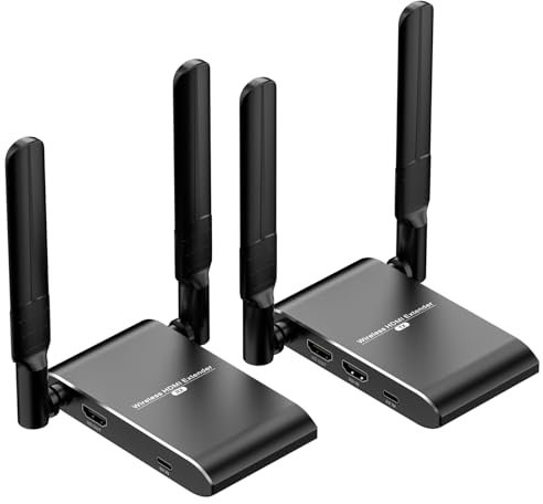 Wireless Hdmi Transmitter and Receiver 4K, 492FT Range Wireless HDMI Sender and Receiver with HDMI Loopout, Wireless HDMI Extender Suitable for Netflix,Video,Meeting Streaming to TV/Projector/Monitor