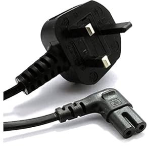 Right Angle Figure 8 Power Cable 5M, 90 Degree Angle IEC C7 Universal UK Plug Power Cable For Printer, Laptop, Monitor, Smart TV, DVD's, Projectors