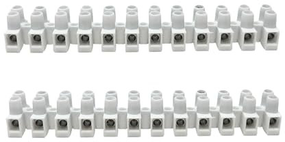 HALOTEC Confezione da 2 Morsettiere di Connessione 16 mm | Bianco | Connettori Elettrici | Morsettiere per Cavi | Giunti Elettrici | Corpo Isolante in Polipropilene | 24A