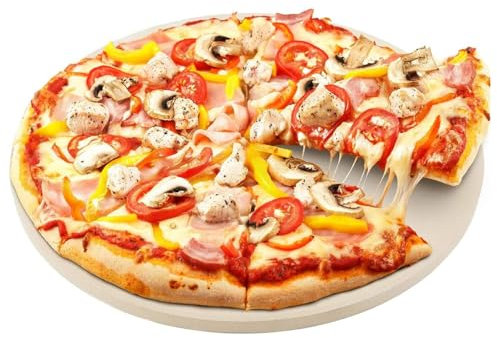 Pizza stein Rund für Backofen Grill, Gasgrill & Holzkohlegrill, Aus Cordierit Pizzastein für Weber Gourmet BBQ System, Enders Gasgrill - Pizza Stein 30 CM für RÖSLE VARIO Pizzastein Zubehör