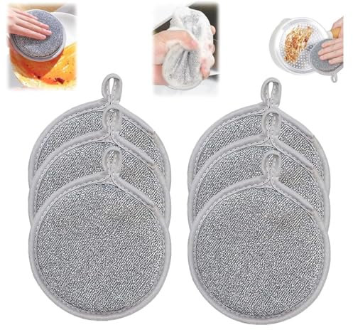 lisetar 6pcs Multipurpose Wire Dishwashing Rags for Wet and Dry, 2024 Newest Wire Dishwashing Cloth, Reusable Pot Cleaner Cleaning Sponge for Kitchen Household (Silver Gray)