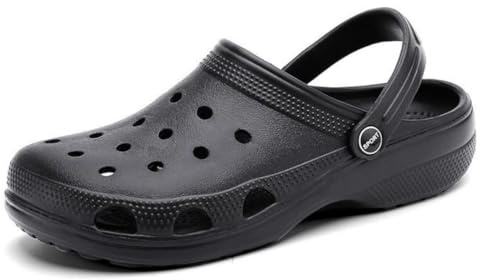Unisex Adulto Zoccoli da Giardino-Ciabatte Uomo in Rete Traspirante, Zoccoli Slassici, Antiscivolo, Pantofole estive, Nero, 48 EU ﻿
