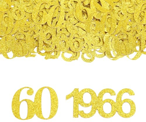 GoldRock Konfetti 60 Geburtstag Deko Groß 3,5-5cm,100 Stk Streudeko 60 Geburtstag,Deko 60 Geburtstage Frau Mann 1966,Glitzer Tischdeko 60. Geburtstage,Dekoration 60er Geburtstags,Deco 60 Konfetti Gold