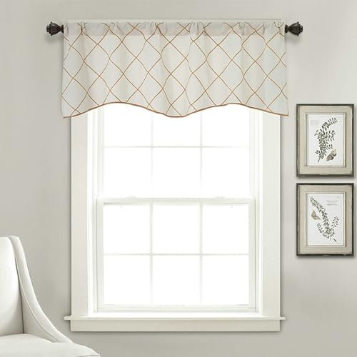 Homxi Scheibengardine 1er Set,1 x 107W x 46H cm,Gelb Bistrogardine Geometrisch Muster Gardinen Vorhänge mit Rod Pocket