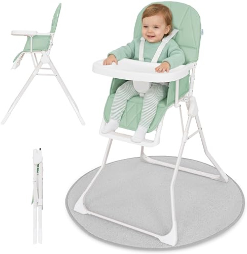 IB STYLE Baby Hochstuhl Leno - Kinderhochstuhl Klappbar & Platzsparend, Mitwachsend mit Tablett & Fußstütze, 5-Punkt-Gurt, Weiche Polsterung, Abwischbar, ab 6 Monate bis 3 Jahre (15kg), Mint