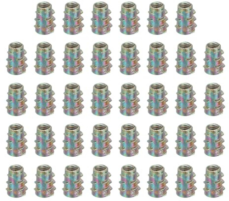sourcing map Lot de 38 inserts filetés pour bois, en alliage de zinc M4, vis hexagonales, 10 mm de long pour meubles, armoires, tables et chaises