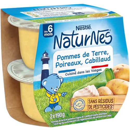 NESTLÉ BÉBÉ - NATURNES - POMMES DE TERRE, POIREAUX, CABILLAUD - DÈS 6 MOIS - PACK DE 2X190G