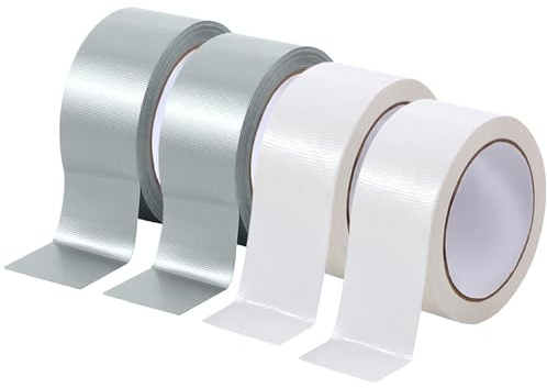 SXTDKMJ 4 Rolle Panzertape, 50cm X 20m Panzerband Gewebeband Wasserdichtes Reparaturband Panzertape Wasserfest Textilklebeband für Innen und Außen Reparieren (Grau + Weiß)