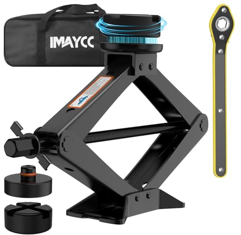 IMAYCC Recién Actualizado Gato para Coche3T/3000kg, Kit de Gato Coche Universal con 2 Piezas Bloque de Goma,Portátil Kit de Emergencia con Llave de Tuercas de Rueda para SUV MPV Tesla