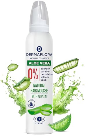 Dermaflora Aloe Vera Hair Mousse – 150ml | Lightweight Styling Foam with Keratin | Curl Enhancing Mousse for Smooth, Healthy Hair | Flexible Hold for Curly, Wavy & Fine Hair | Sulfate-Free