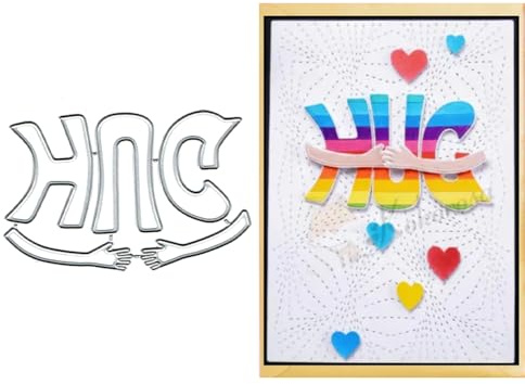 Anxendong Hands Hug Frame Metal Die Cuts Cutting Dies Paper Cards Cutting Dies Cut Stencils for DIY Embossing Card Making Book Tags Decorative Paper Dies Scrapbooking