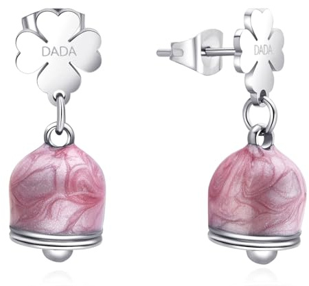 Dada Gioielli - Damenohrringe Glocke Capri Emaille Türkis, Rosa und Perlblau mit Kleeblatt (Perlrosa)