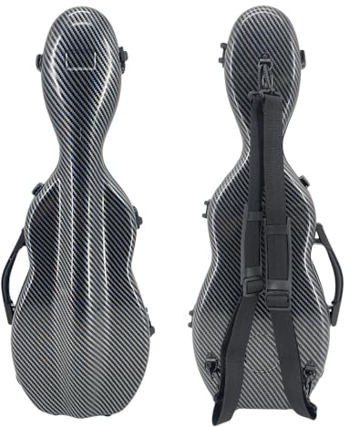 Conboxus Estuche para violín 4/4 con correas de mochila, carcasa rígida ultraligera de viaje de fibra de carbono con soportes para lazos e higrómetro, máxima protección, impermeable y duradero (negro)