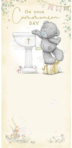 Me to You Bear On Your Communion dagskort med guldfolie detalj 10 x 20 cm – officiell samling