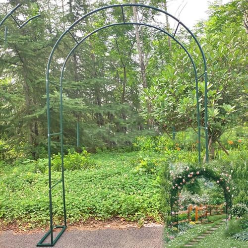 Extérieur Arche Métal Jardin Tonnelle avec Base 140cm 180cm 240cm 300cm De Large Treillis Noir Diverses Arche Fleurs Plante Grimpante Pelouse Arrière-Cour, White, W1.4M*H2.3M